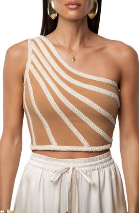 JLUXLABEL Braided One-Shoulder Crop Top in Ivory at Nordstrom, Size X-Large