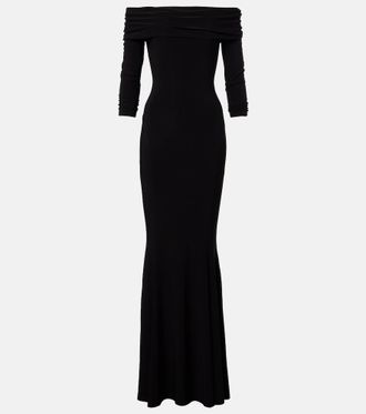 Norma Kamali Abito lungo off-shoulder in jersey
