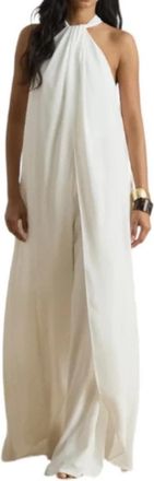 Ralph Lauren Cape Georgette Wide-Leg Halter Jumpsuit - Dames - Avondkleed - Wit - 2XS - Polyester - Kleedjes