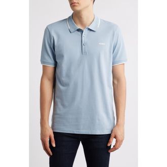 HUGO BOSS Dino Tipped Polo in Open Blue at Nordstrom, Size X-Large