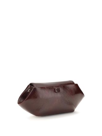 Ganni Bou East/West Synthetic Crossbody Bag - Burgundy