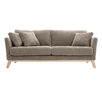 Miliboo Sof&aacute; N&oacute;rdico 3 Plazas Desenfundable Beige Y Patas Madera Oslo