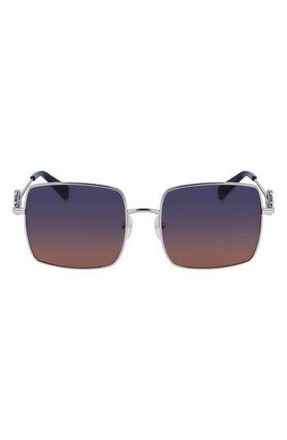 Longchamp Medallion 55mm Gradient Square Sunglasses in Silver/Gradient Petrol Brown at Nordstrom Rack