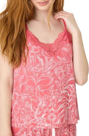 PJ Salvage Lazy Days Lace Trim Sleep Camisole in Deep Rose at Nordstrom, Size X-Large