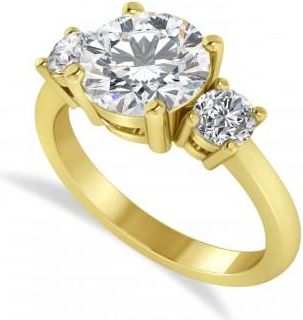 Allurez Round 3-Stone Moissanite & Diamond Engagement Ring 14k Yellow Gold (2.50ct)