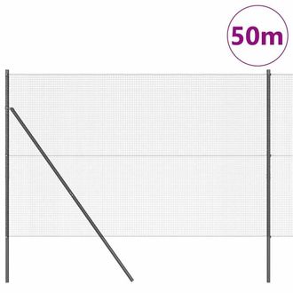 Berkfield Home Modern Welded Wire Fence with 7 Posts Grey 1.4x50 m Steel