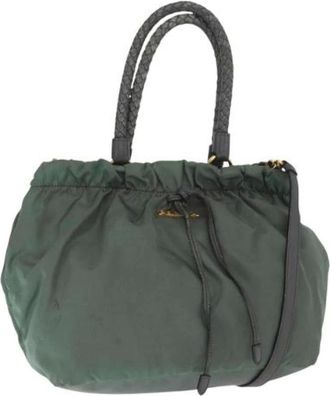 Prada Pre-owned Bucket Bags, female, Green, Size: ONE SIZE Pre-owned Nylon Bucket Bag