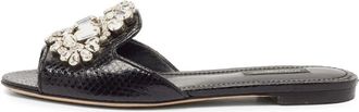 Dolce & Gabbana Sandali piatti con cristalli - Nero