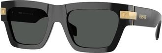Versace Rechthoekige Zonnebril - Heren - Zonnebrillen - Zwart - 52 MM - Accessoires