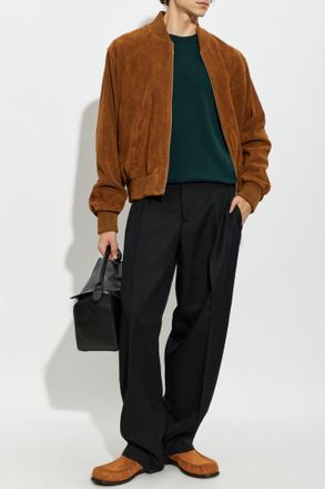 Ami Leather Jacket, Mens, Brown