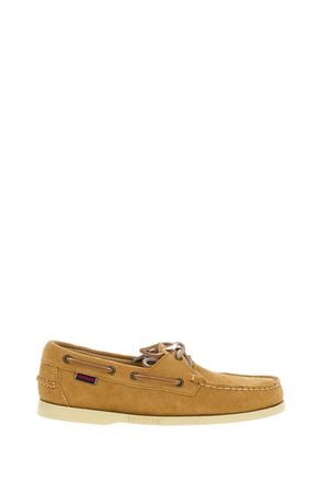 Sebago Beige Leather and Suede Boat Shoes with 360&deg; Lacing