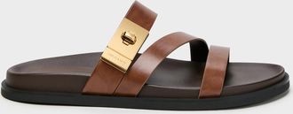 Charles & Keith Aelin Metallic-Buckle Strappy Sandals
