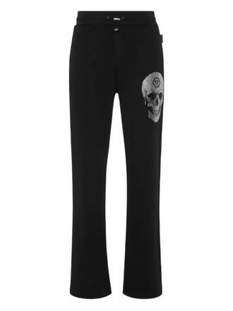 Philipp Plein crystal skull track pants - men - Polyester/Glass Fiber/Cotton - M - Black