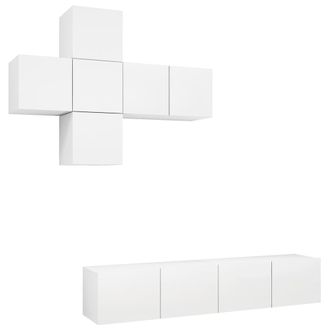 vidaXL Juego De Mueble Para Tv De 7 Piezas Madera De Ingenier&iacute;a Blanco Vidaxl