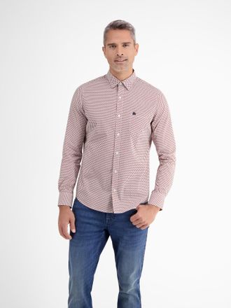 Lerros Langarmhemd LERROS LERROS Langarmhemd, modisch-minimal bedruckt, Herren, Gr. S, Normalgr&ouml;ssen, rot (urban rot), 97% Baumwolle, 3% Elasthan, Hemden Lan