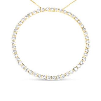 House of Brilliance 10K Yellow Gold Plated Silver 4 Cttw Diamond Circle Hoop 18 Pendant Necklace at Nordstrom
