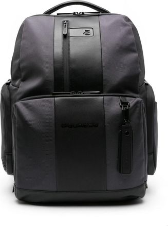Piquadro colour-block backpack - men - Polyester/Recycled Nylon/Calf Leather/Metal - OS - Black