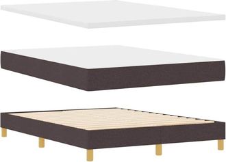 vidaXL Cama Tipo Box Spring Marr&oacute;n Oscuro Y Blanco 160 X 200 Cm Tela Vidaxl