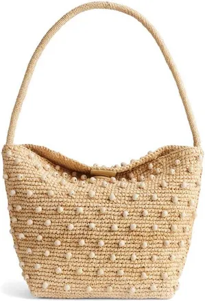 Madewell The Signature Woven Raffia Shoulder Bag in Natural Beaded Multi at Nordstrom