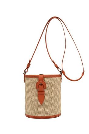 Perrin Paris La Parisienne Xbody Raphia in Raphia Beige /Flamme at Nordstrom