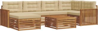 vidaXL Conjunto De Sof&aacute;s De Exterior 7 Uds. Natural Y Beige Vidaxl