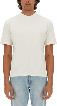 Courr&egrave;ges White Mock Collar T-Shirt