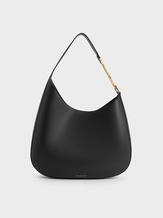 Charles & Keith Agatha Chain-Accent Slouchy Hobo Bag