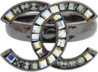 Chanel Metal Rhinestone Band Ring (Pre-Owned)