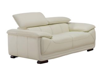 Vente-Unique Sof&aacute; 2 plazas de piel MACELO - Blanco marfil