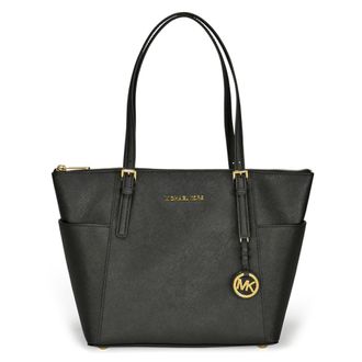 Michael Kors Jet Set Top-Zip Saffiano Leather Tote in Black - Medium