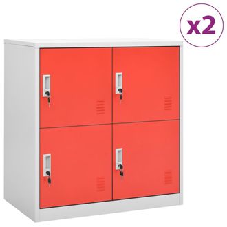 vidaXL Vidaxl - Armarios Taquilla 2 Uds De Acero Gris Y Rojo 90x45x92,5 Cm