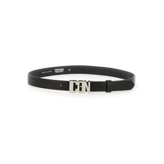 Dsquared2 Vacchetta Stampa Icon Belt - female - Dsquared2 - Belts - Black - 80 CM - Accessories