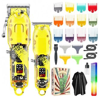 OEM Cortapelos El&eacute;ctrico Inal&aacute;mbrico, Kit De Corte De Pelo Para Hombre Con 16 Peines Gu&iacute;a, Capa De Corte Y Peine Para Uso En Barber&iacute;as Y En Casa