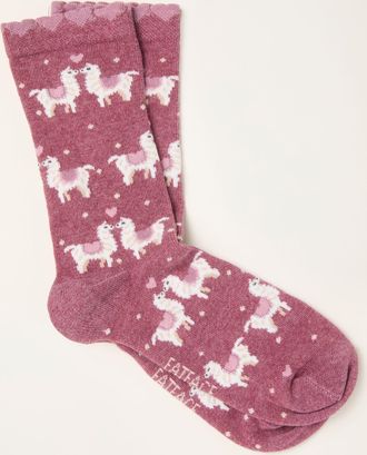 Fat Face FatFace Berry Pink Llama Socks