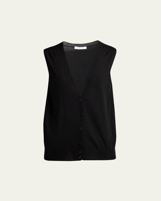 The Row Neel Cashmere Cardigan Vest