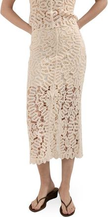 Mango Chunky Stitch Cotton Blend Skirt in Sand at Nordstrom, Size Medium