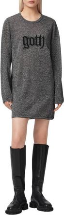 AllSaints Deetz Metallic Sweater Dress in Foggy Silver at Nordstrom, Size X-Small