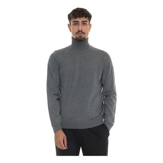 HUGO BOSS Hugo, Turtlenecks, male, Gray, Size: 2XL Turtleneck Pullover with Logo Detail