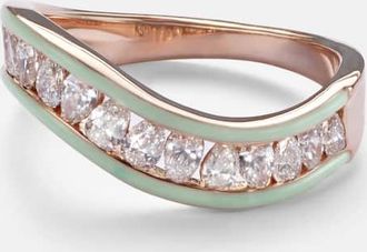 Kamyen Jewellery Anello in oro rosa 18kt e smalto con diamanti