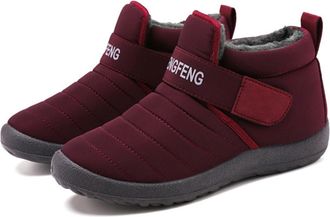 Generic Womens Winter Boots Insulated Mid Calf Warm Slip On Soft Sole Comfortable Outdoor Casual Shoes For Cold Weather(Red, 6.5)