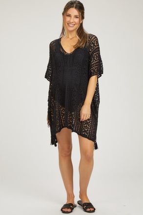 Pinkblush Crochet Knit Swim Cover Up in Black at Nordstrom