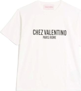 Valentino T-Shirts, male, White, XL, Chez Valentino Paris/Rome T-Shirt