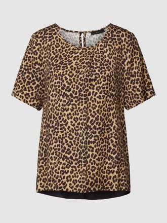 Oui Bluse mit Animal-Print in Camel, Gr&ouml;&szlig;e 34