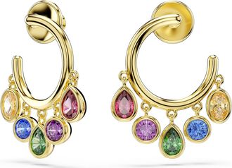 Swarovski Imber Hoop Earrings Mixed Cuts, Multicolored, 18K Gold Finish
