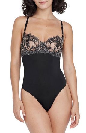Skarlett Blue Entice Balconette Lace Bodysuit in Black/nylon at Nordstrom, Size X-Small