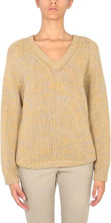 Aspesi Yellow Knitted V Neck Sweater