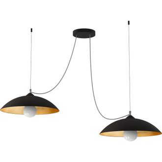 Lumicom DREAM Sospensione, 2X E27, max 42W, metallo, nero opaco/foglia oro, D.40cm