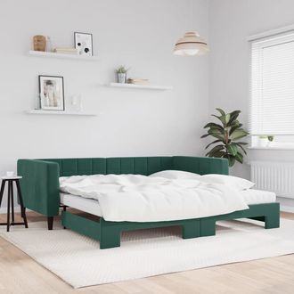 vidaXL Vidaxl - Sof&aacute; Cama Nido Con Colch&oacute;n Terciopelo Verde Oscuro 100x200 Cm