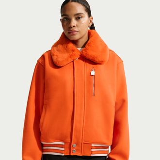 Nike Womens Naomi Osaka Varsity Wool Jacket in Orange | HV2058-893
