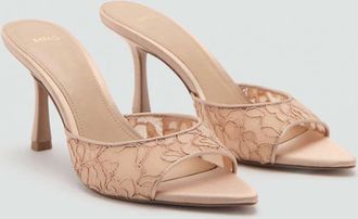Mango Sandali pizzo tacco nude - Donna - 35 - MANGO